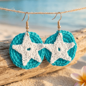Aretes tejidos círculo con estrella