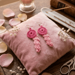 Aretes espiral con círculo rosa