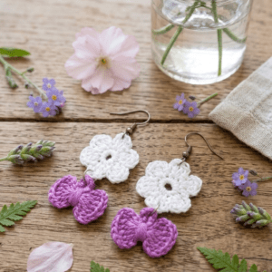 Aretes flor con moño
