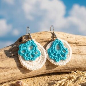 Aretes tejidos círculo marino