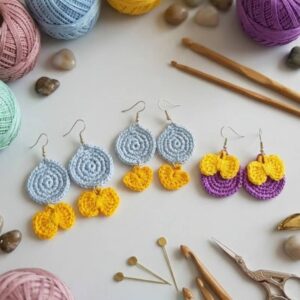 Aretes tejidos círculo y moños